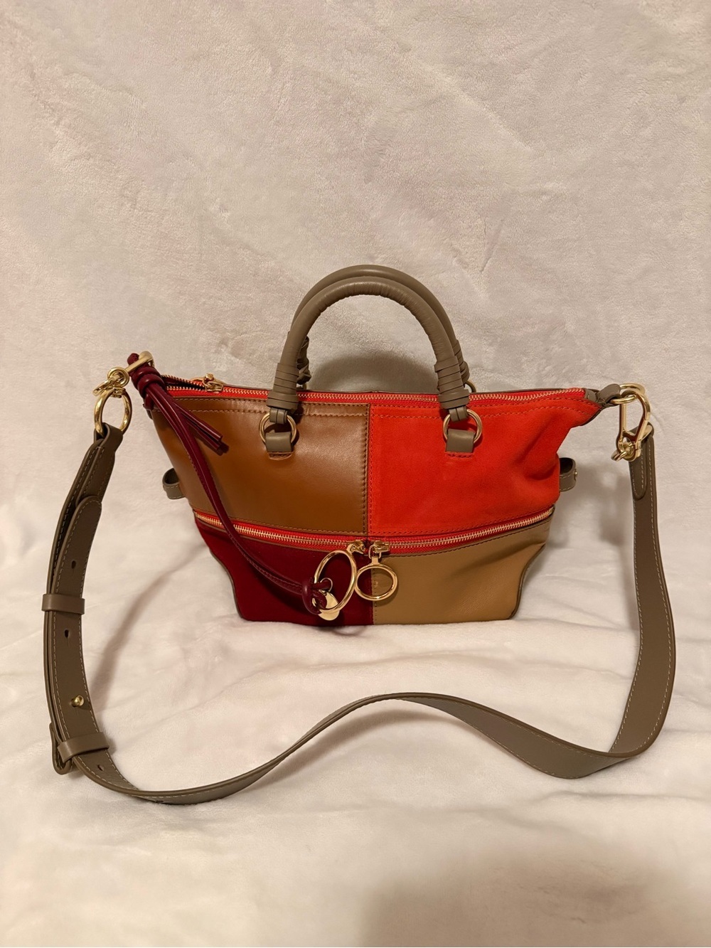 See by Chloé Emy Medium Shoulder Bag in Patchwork Color-block Design